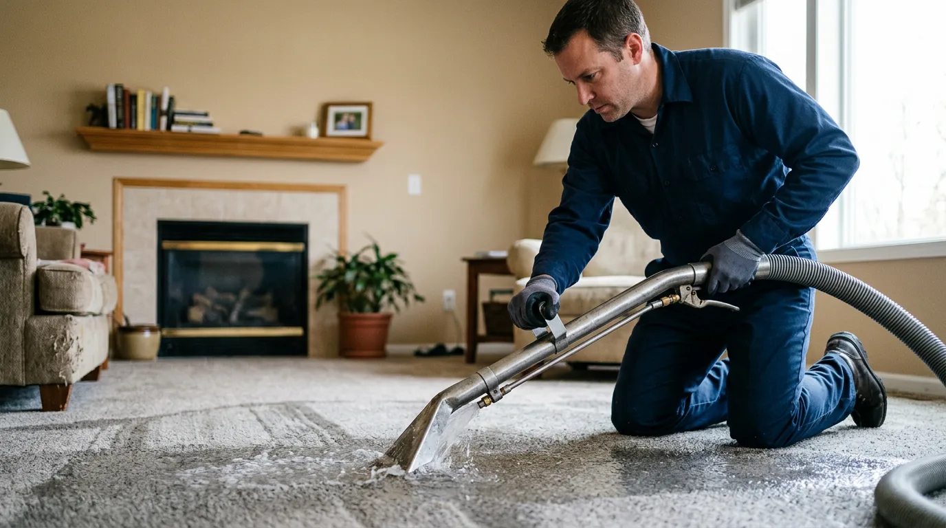 Water damage restoration technician working near Richland Center, WI